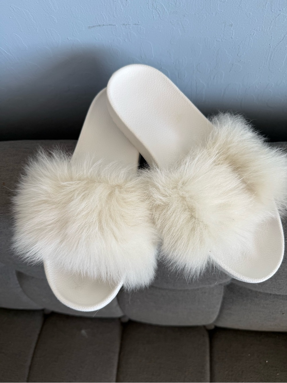 UGG Cream Faux Fur Slide Slippers